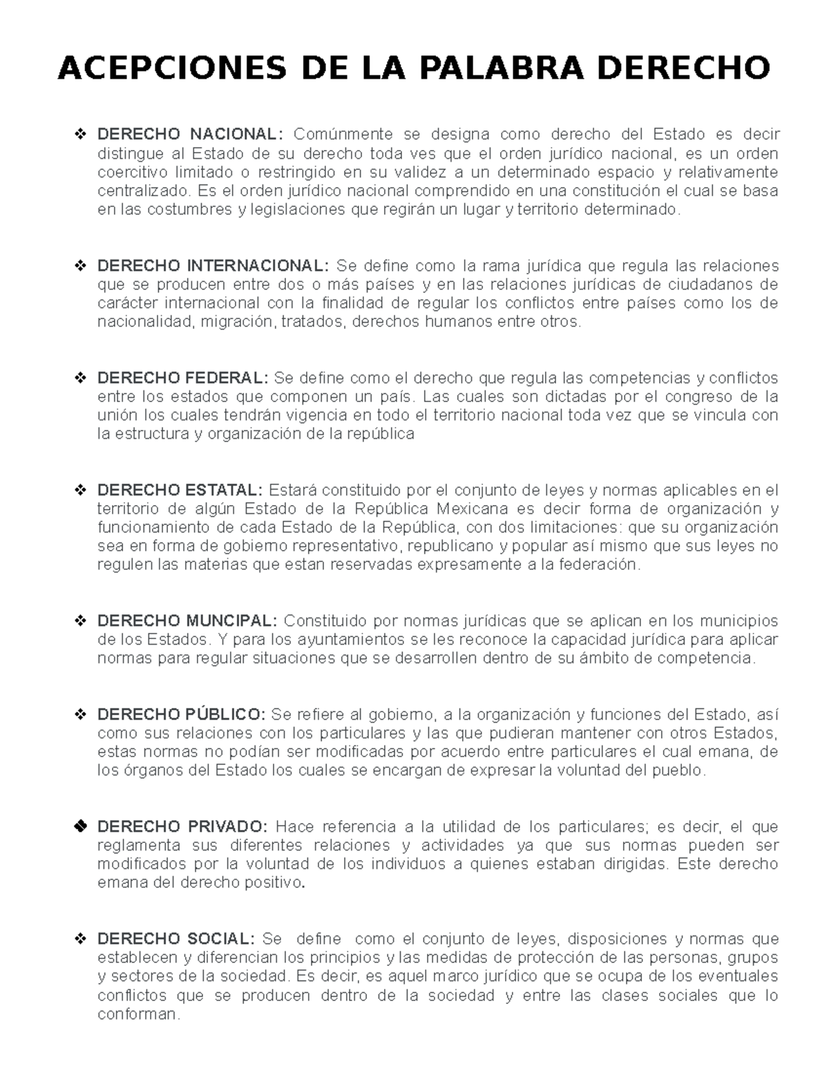 Acepciones DE LA Palabra Derecho ACEPCIONES DE LA PALABRA DERECHO DERECHO NACIONAL Comúnmente Acepciones DE LA Palabra Derecho ACEPCIONES DE LA PALABRA DERECHO DERECHO NACIONAL Comúnmente