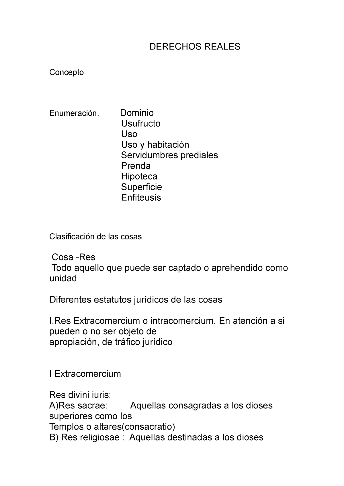 Derechos Reales 2022 Derechos Reales Concepto Enumeración Dominio Usufructo Uso Uso Y 0617