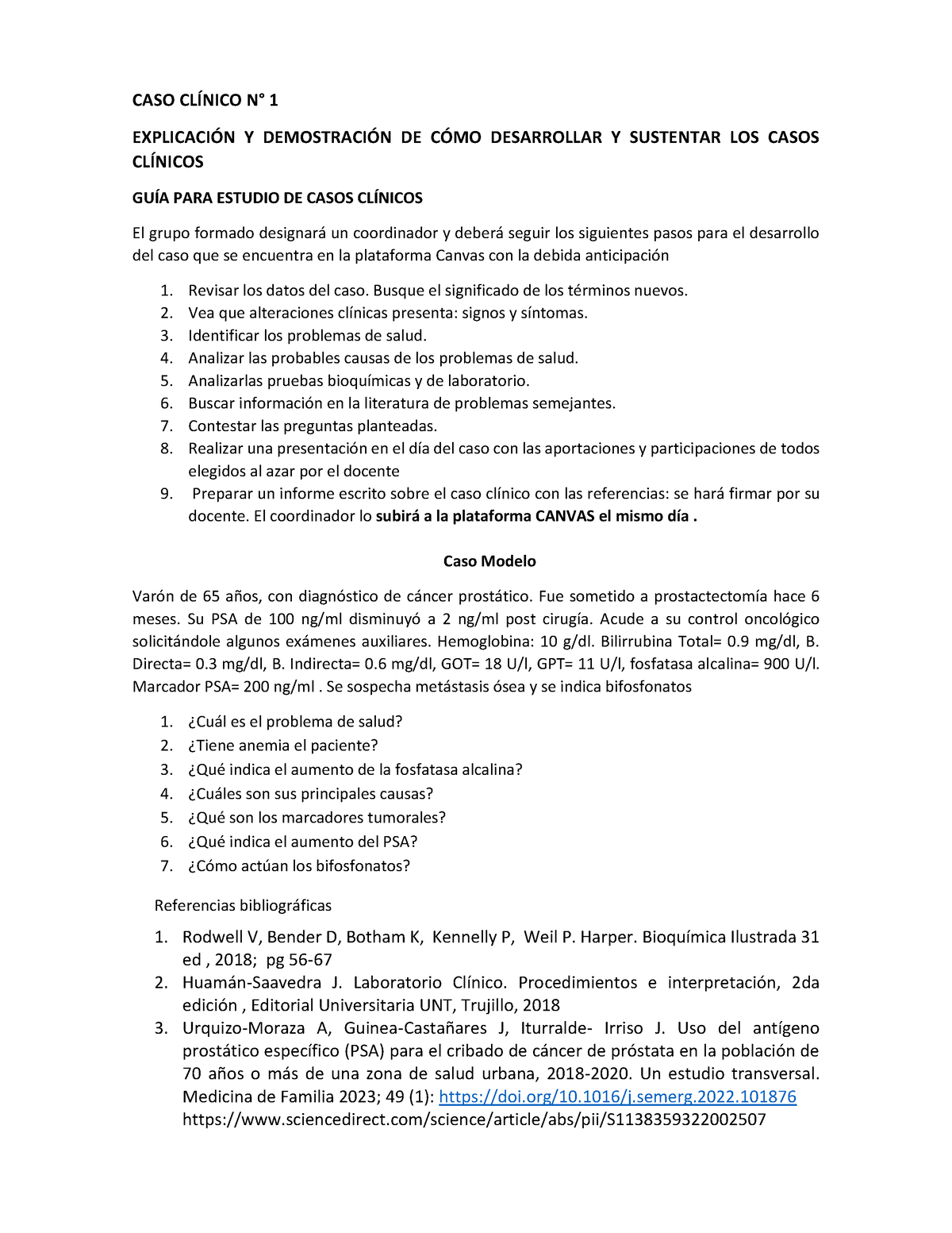 S1 Lectura Caso Clínico 1 2023 10 - CASO CLÕNICO N∞ 1 EXPLICACI”N Y ...