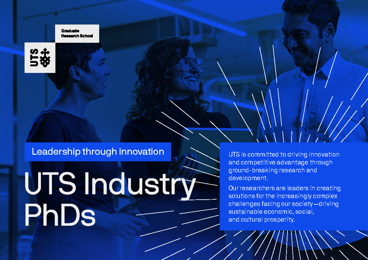 UTS GRS IDP brochure 2023 Leadership through innovation UTS is committed to driving innovation
