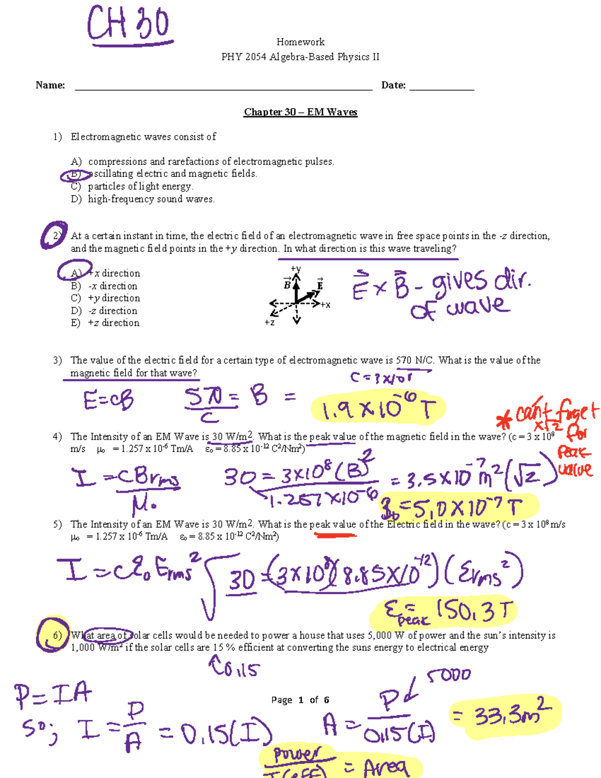 Homework+Chapter+30+EM+Waves+Fall+2021 - Page 1 of 6 Homework PHY 2054 ...