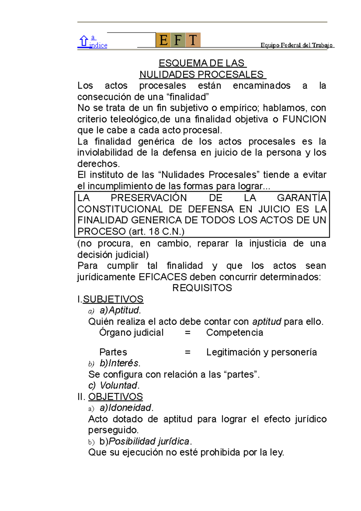 Nulidades Procesales - ñ A Indice ESQUEMA DE LAS NULIDADES PROCESALES ...