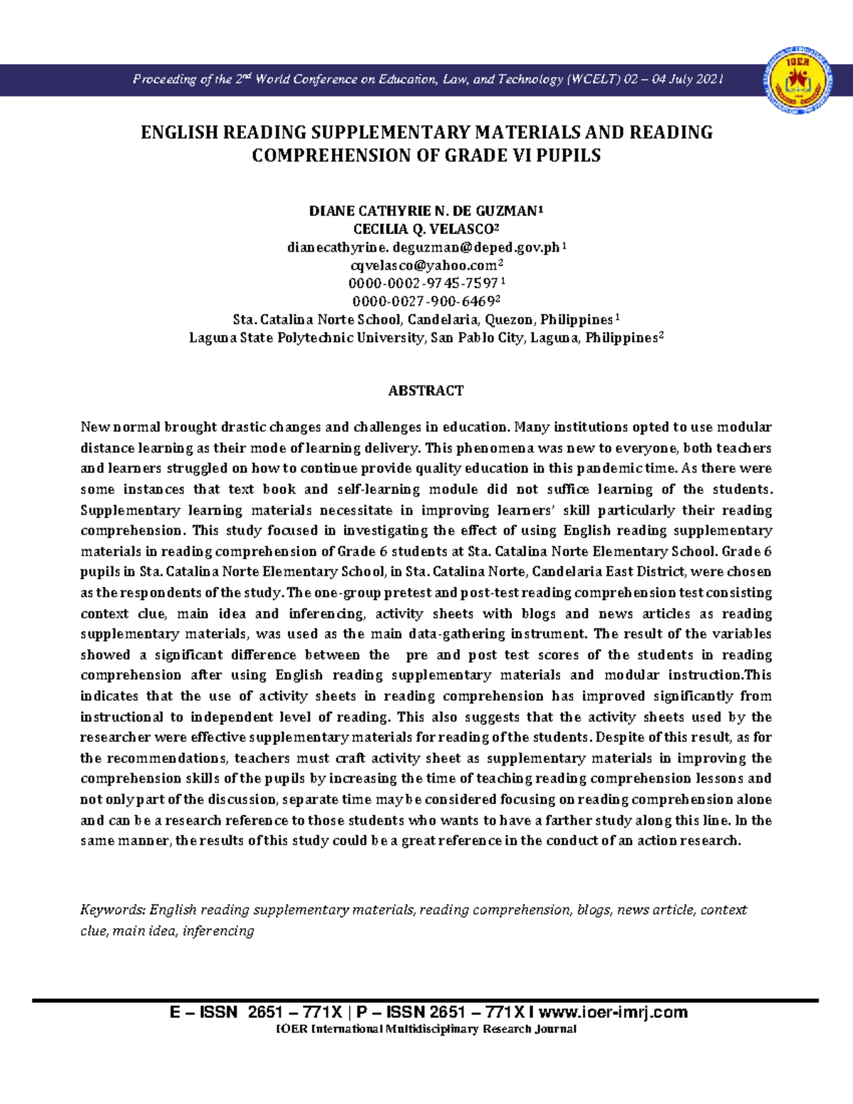 English Reading Supplementary Materials - E – ISSN 2651 – 771X | P ...