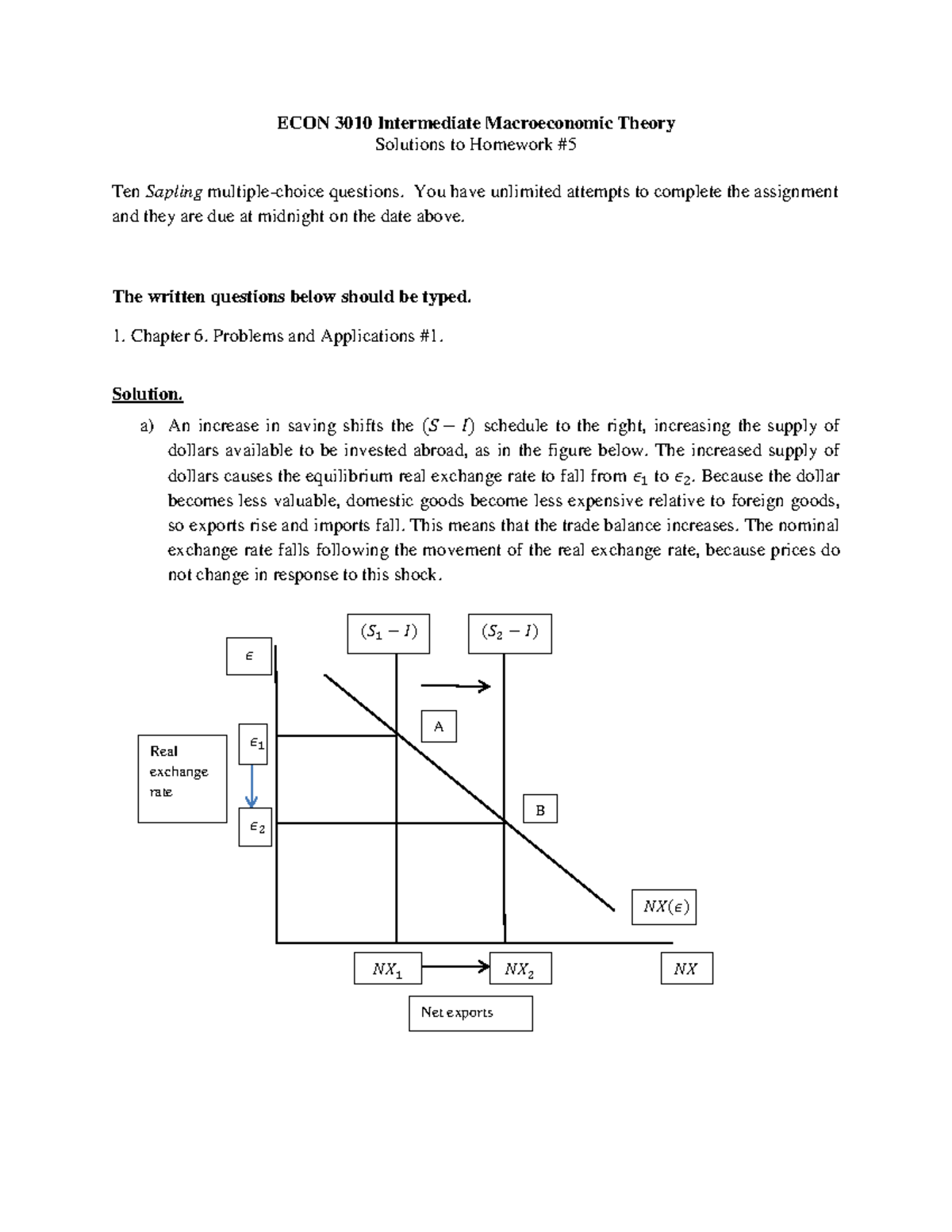 Ans5 - Homework Answer - ECON 3010 Intermediate Macroeconomic Theory ...