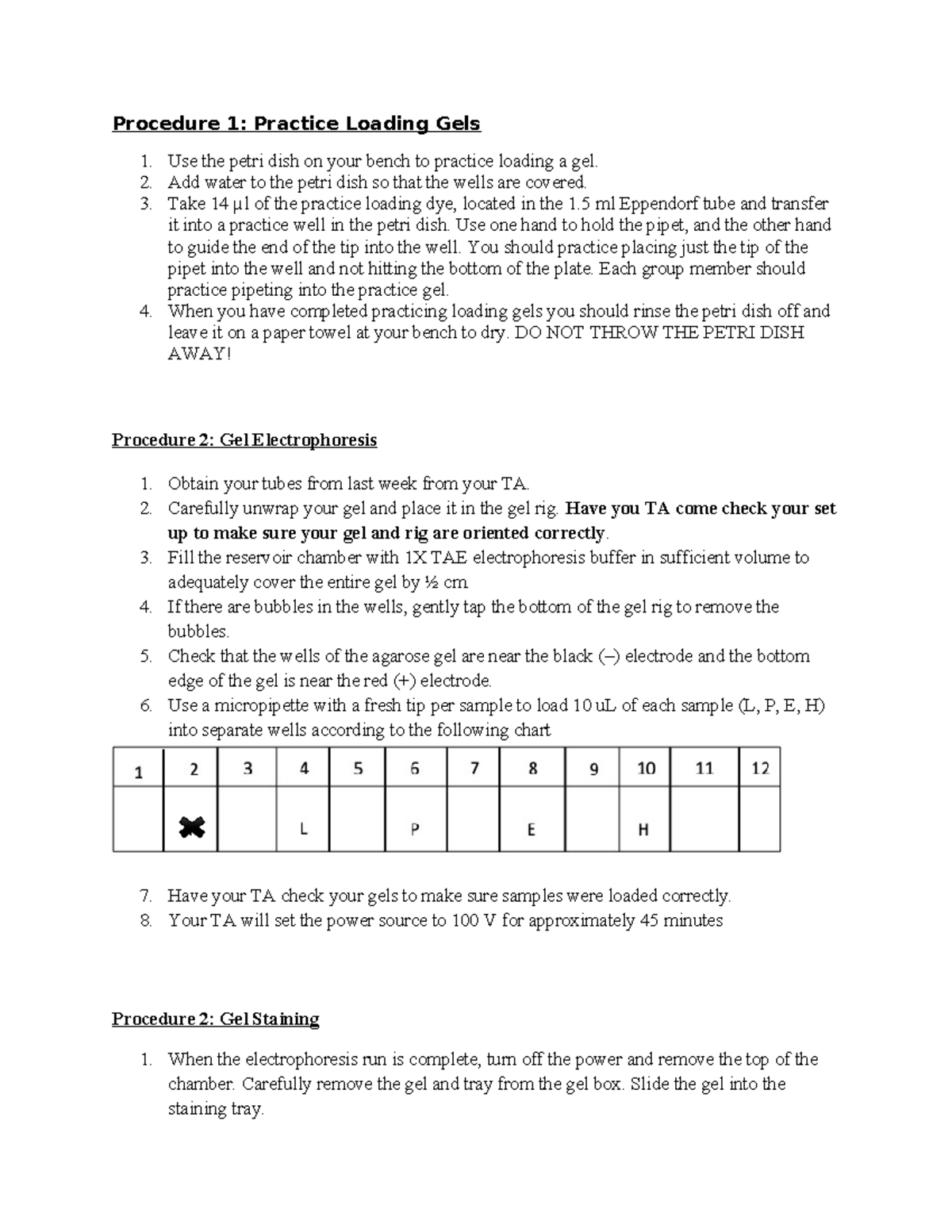 Bio 141- Week 6 Molecular Lab Pt 2 Protocol Sp24 - Procedure 1 ...