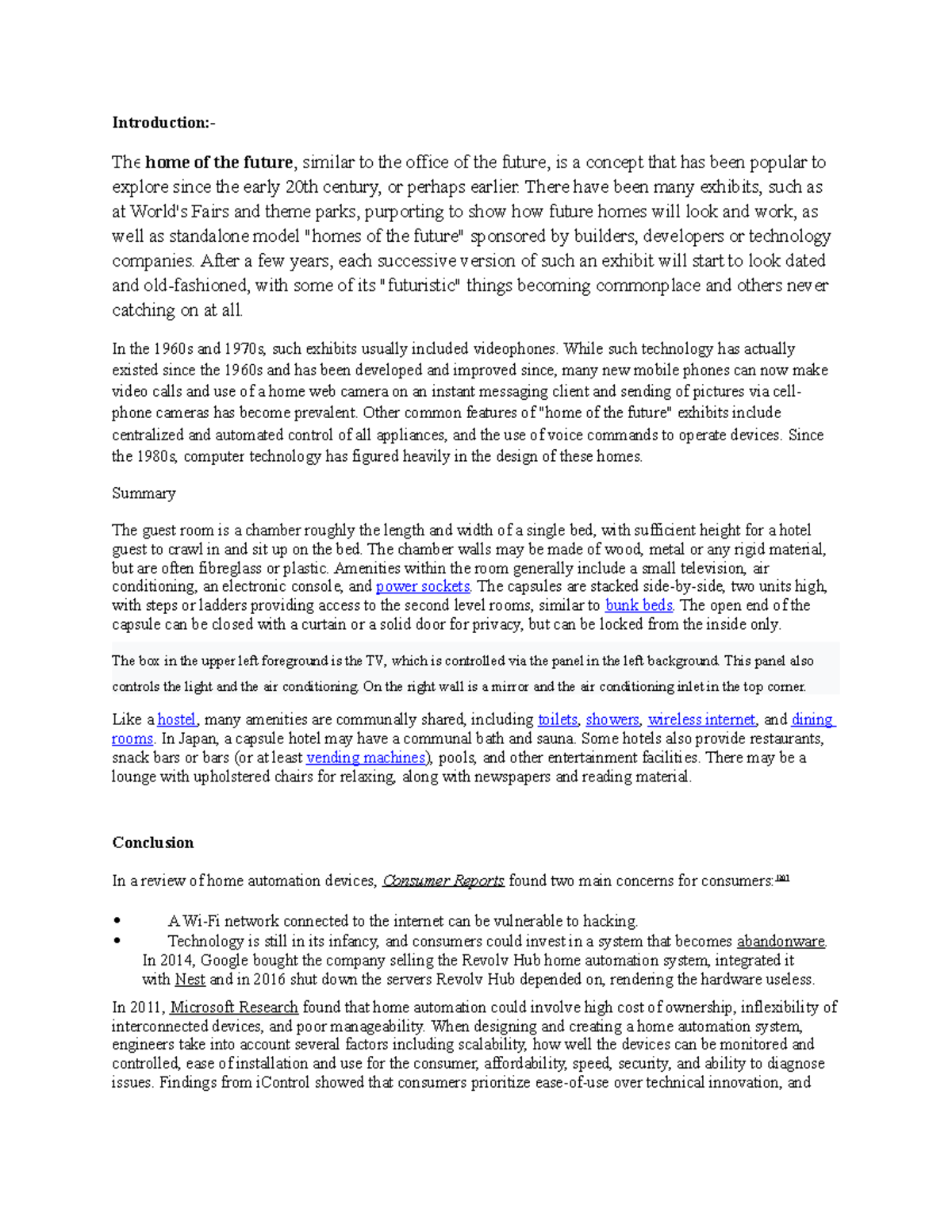 Future of House asdbsabd Introduction The home of the future