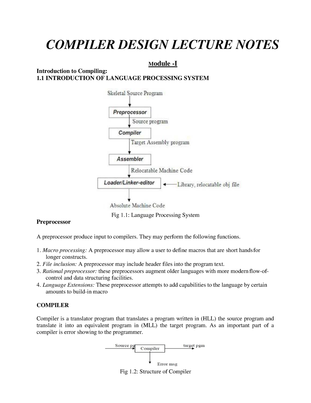 7. Compiler Design Complete Notes - COMPILER DESIGN LECTURE NOTES ...