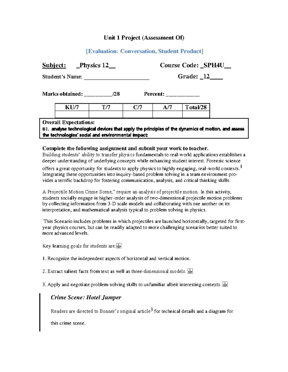 U1 Project - with - Unit 1 Project (Assessment Of) [Evaluation ...