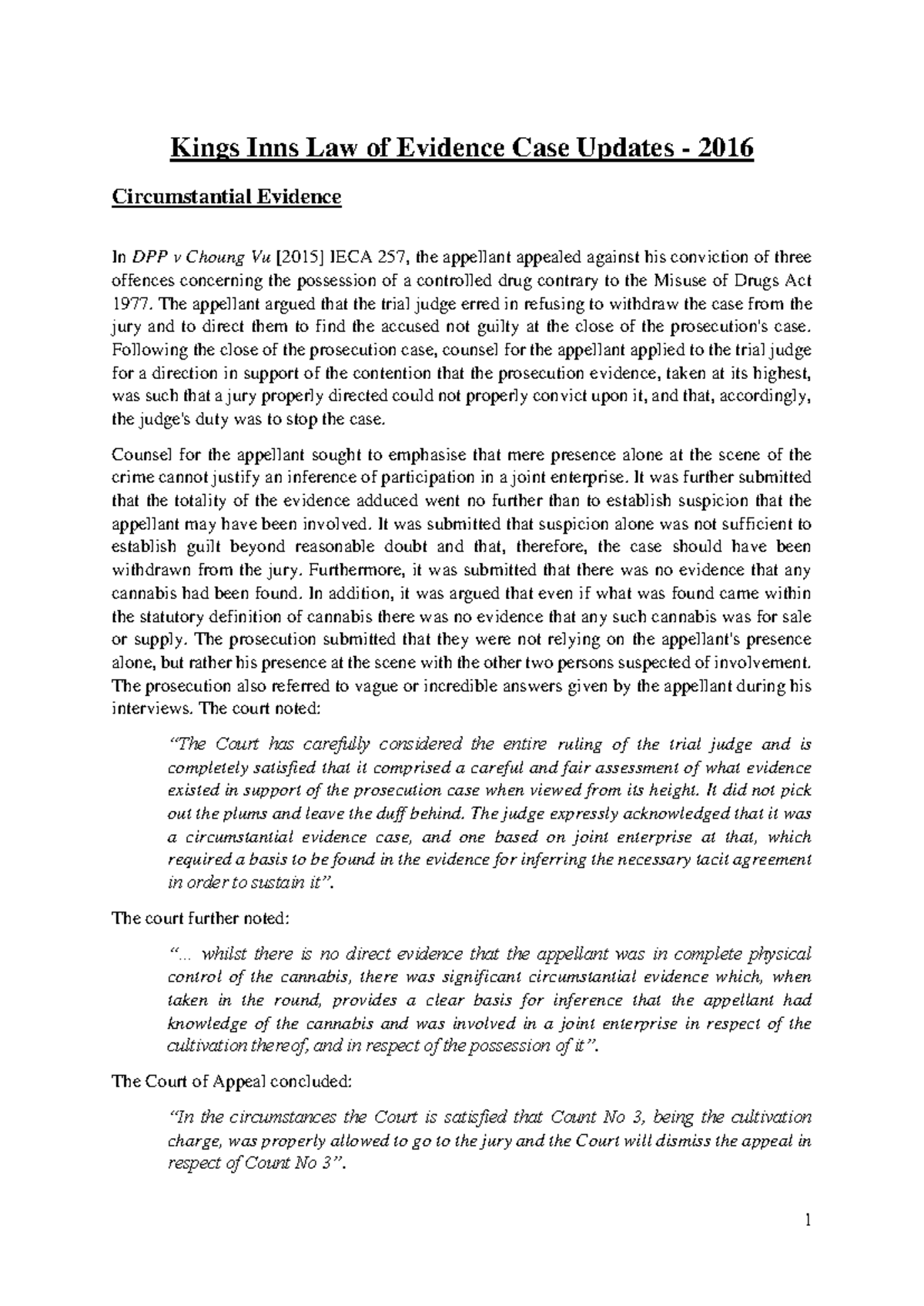 Law of Evidence Case Updates - The appellant argued that the trial ...