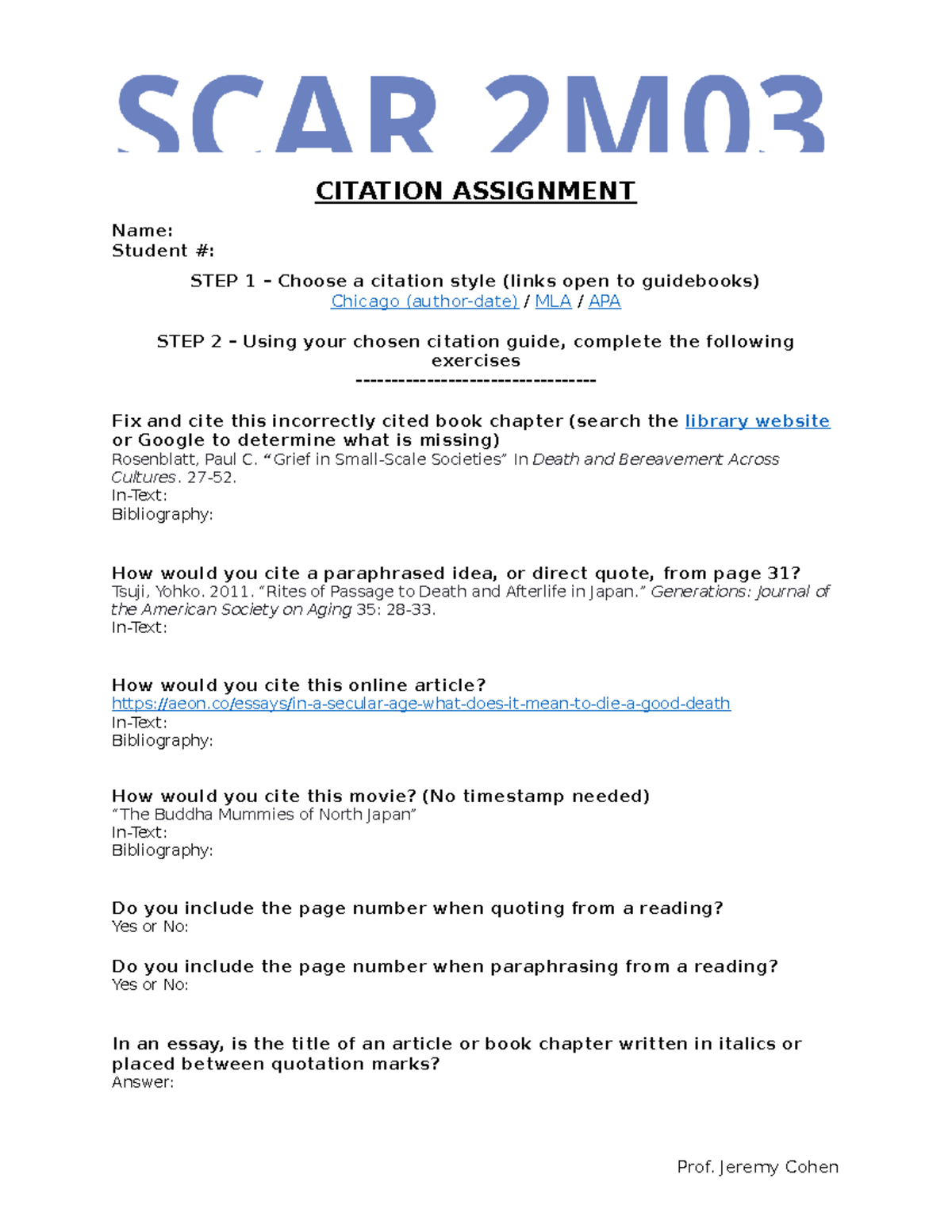 citation meaning in assignment