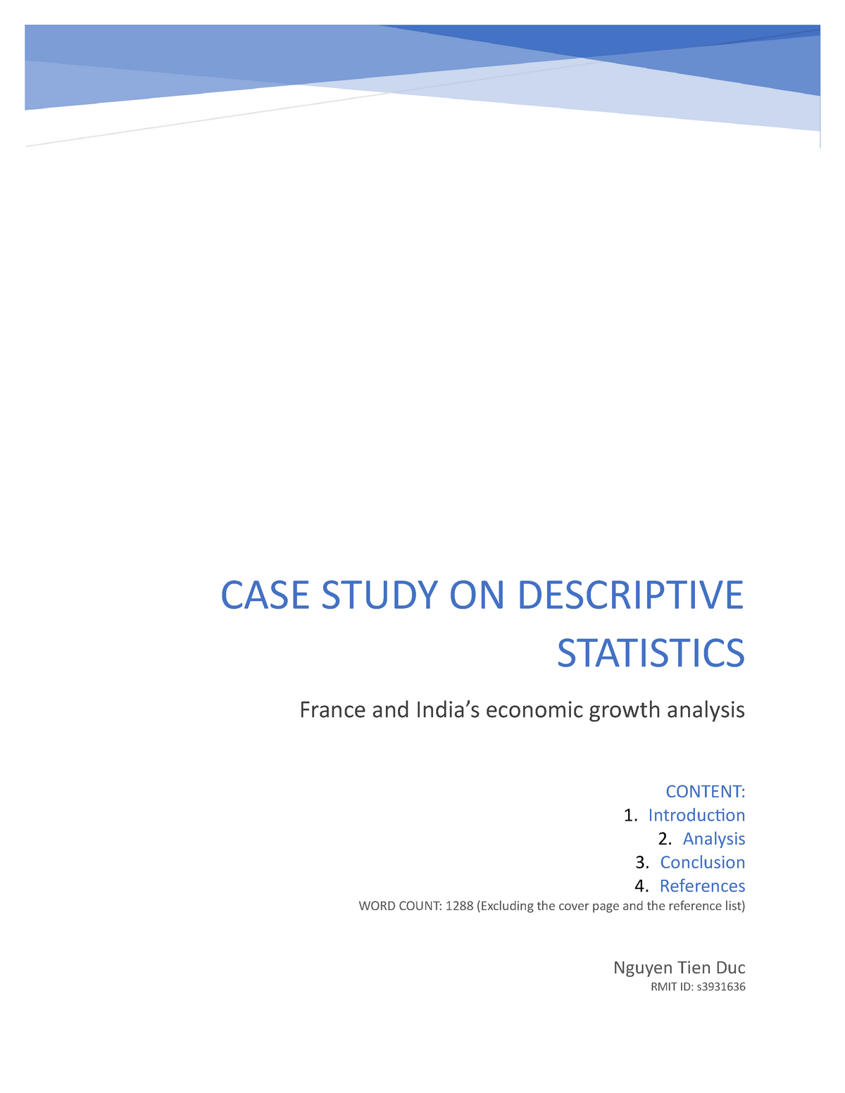 rmit business statistics assignment