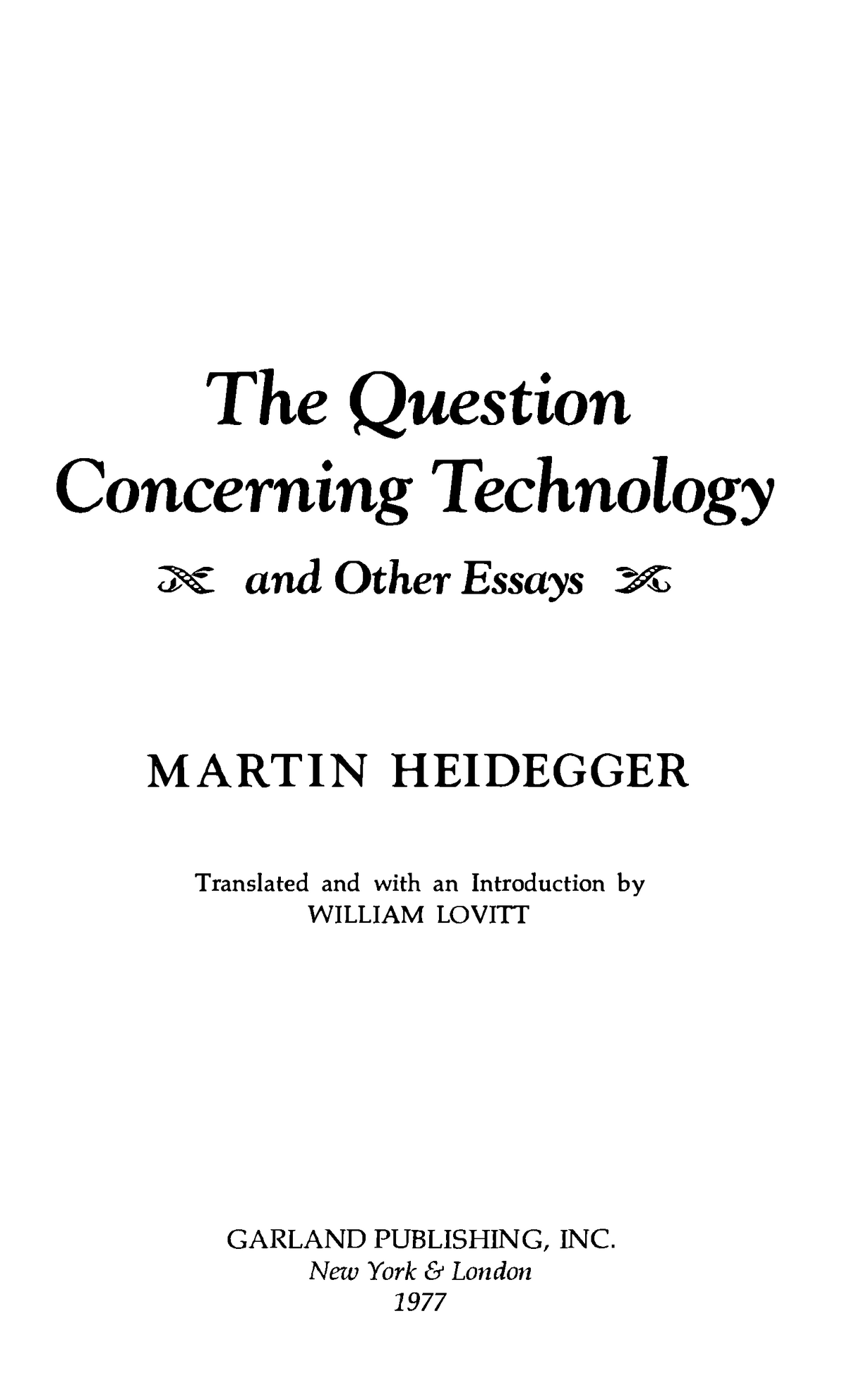 essay about the question concerning technology