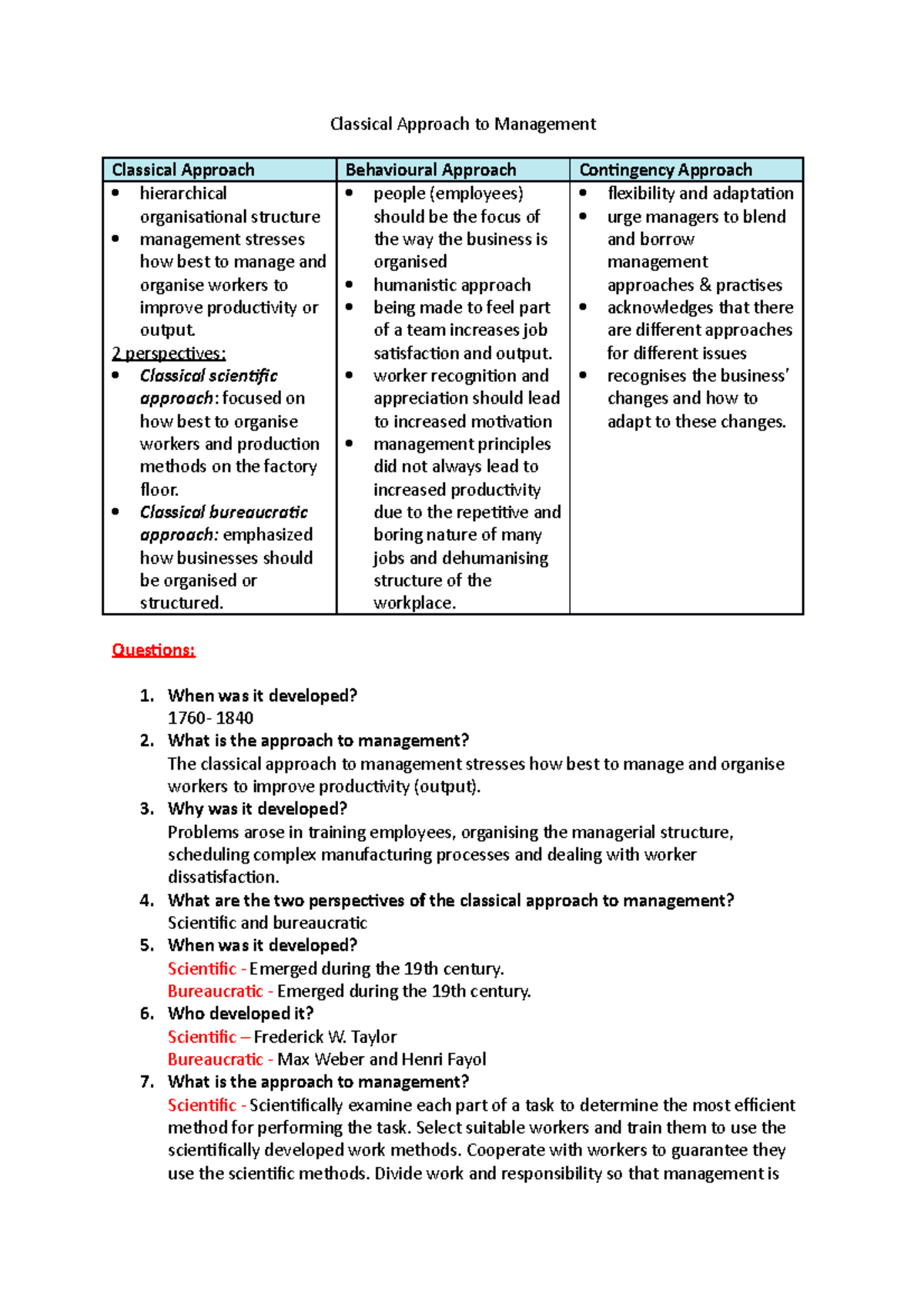 Classical approach to management classical approach to management