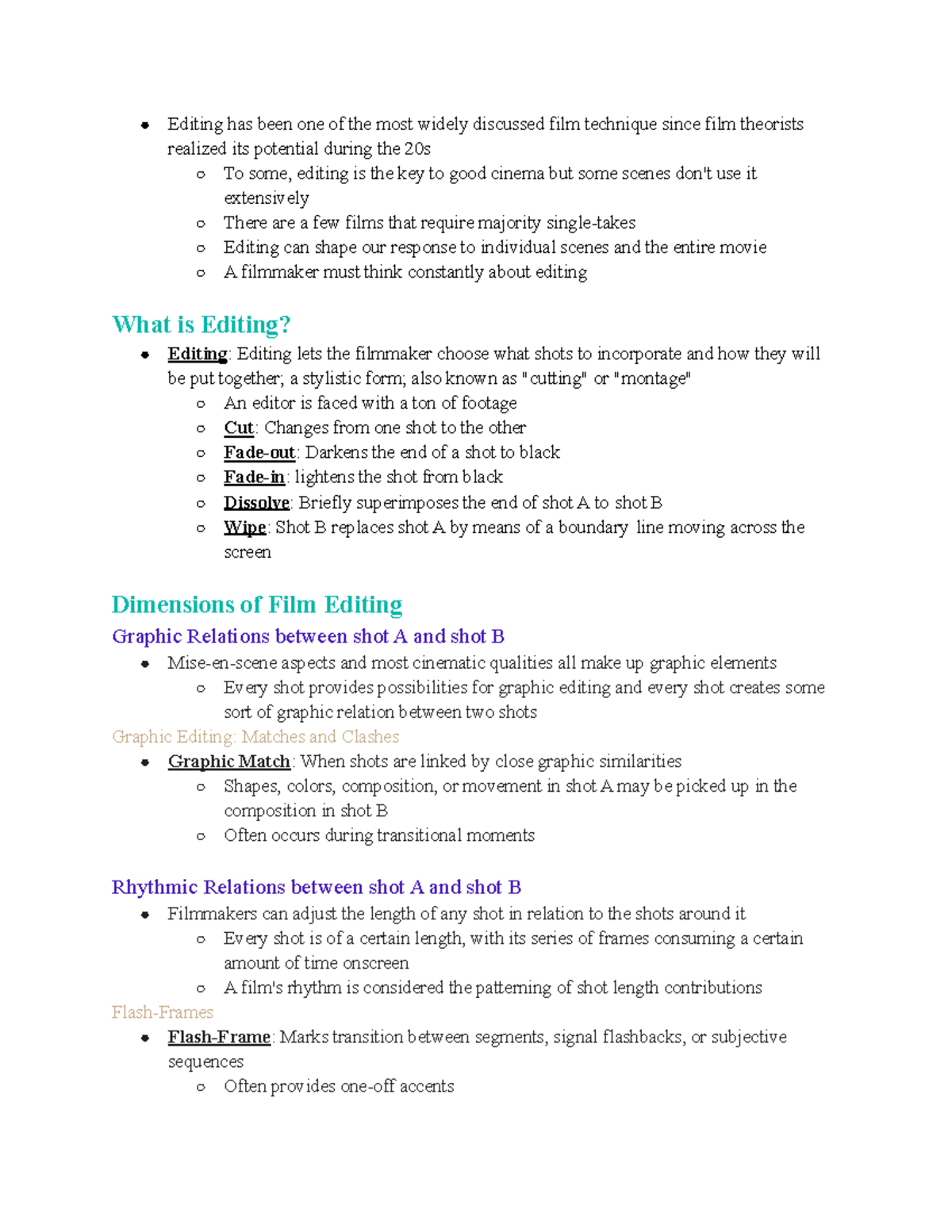 Ch. 6 Notes: Editing - Editing has been one of the most widely ...