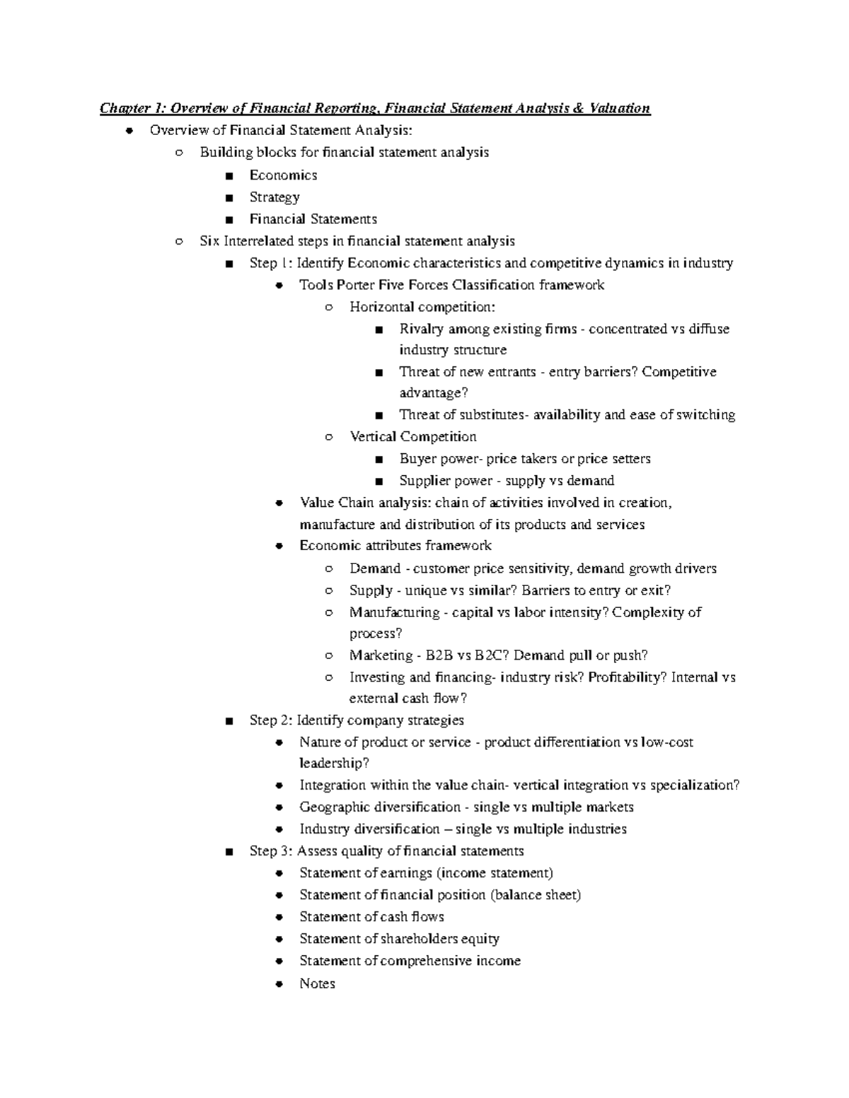 4FK3 Midterm Notes - Chapter 1: Overview of Financial Reporting ...