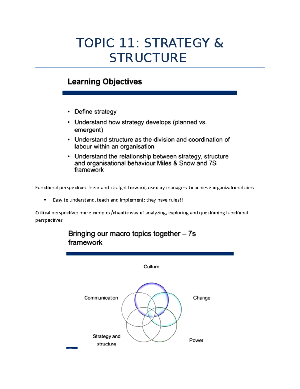 Topic 11 - Strategy & Structure - TOPIC 11: STRATEGY & STRUCTURE ...