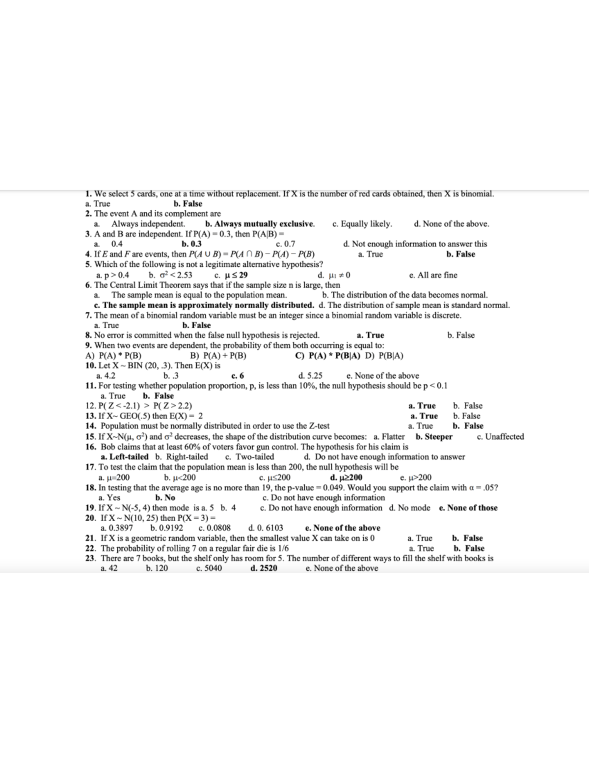 Intro to stat 1 - probability and testing hypothesis - STAT 101 - Studocu