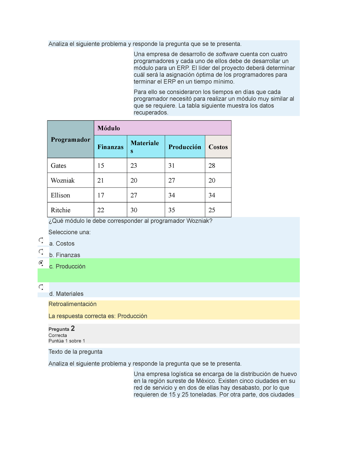 Examen De Transporte Analiza El Siguiente Problema Y Responde La