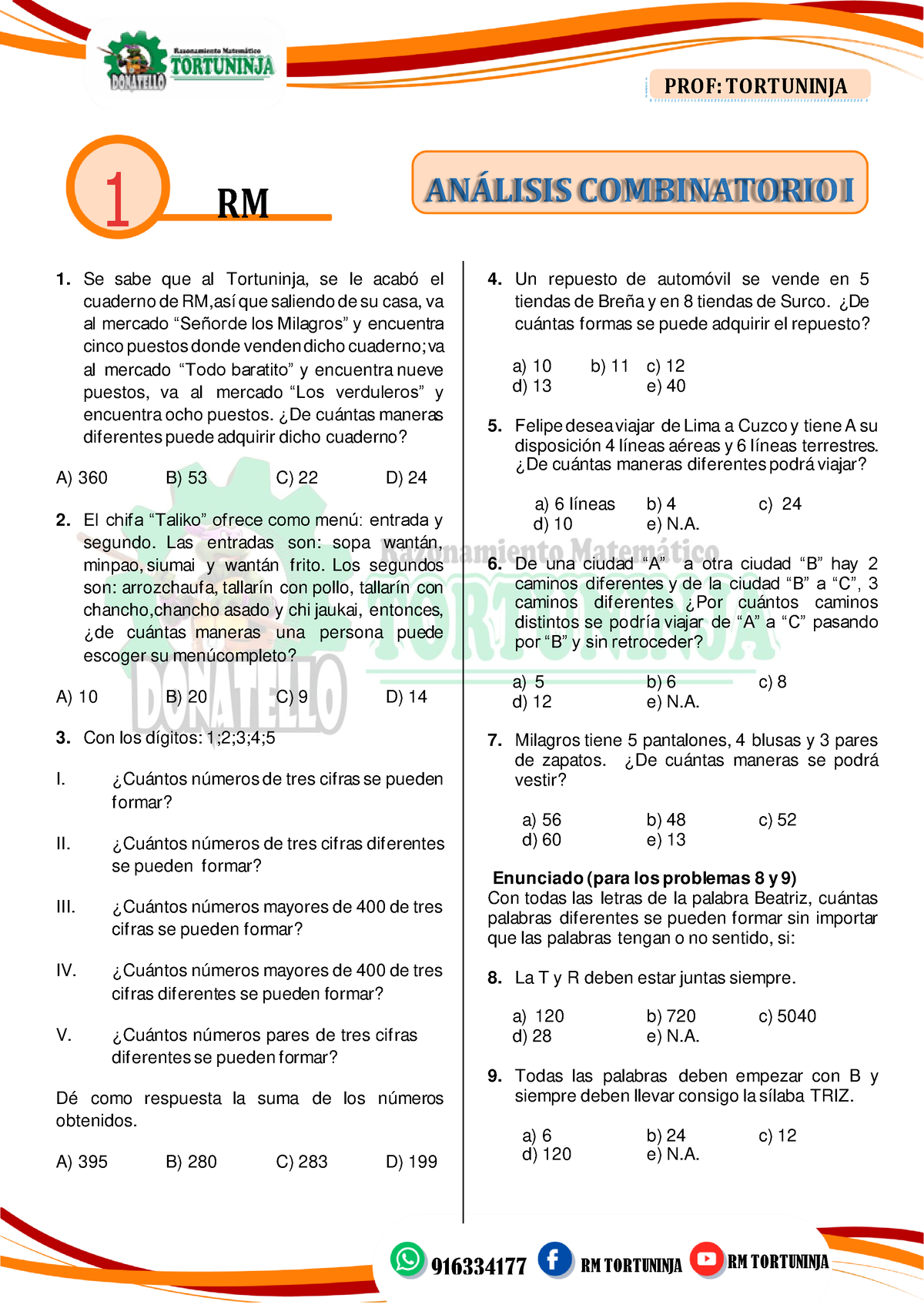 Analisis Combinatorio RMM - 916334177 RM TORTUNINJA RM TORTUNINJA PROF ...