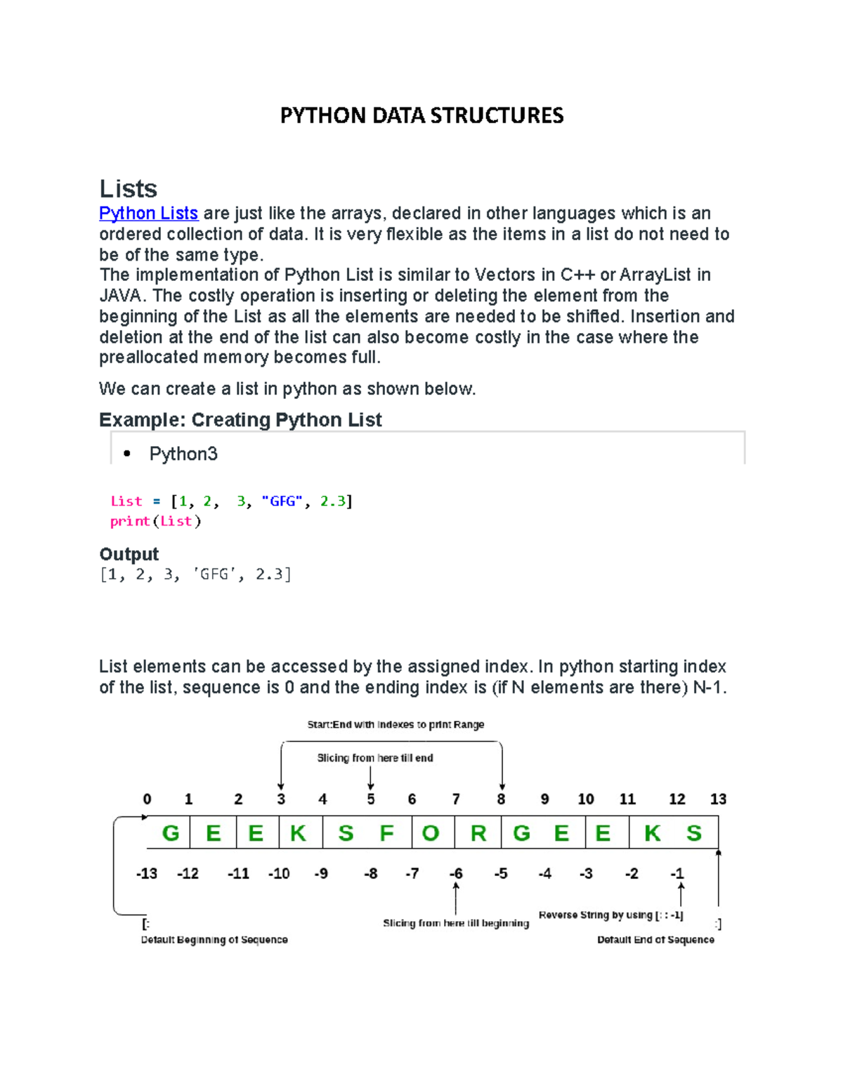 Python DATA Structures - PYTHON DATA STRUCTURES Lists Python Lists Are ...