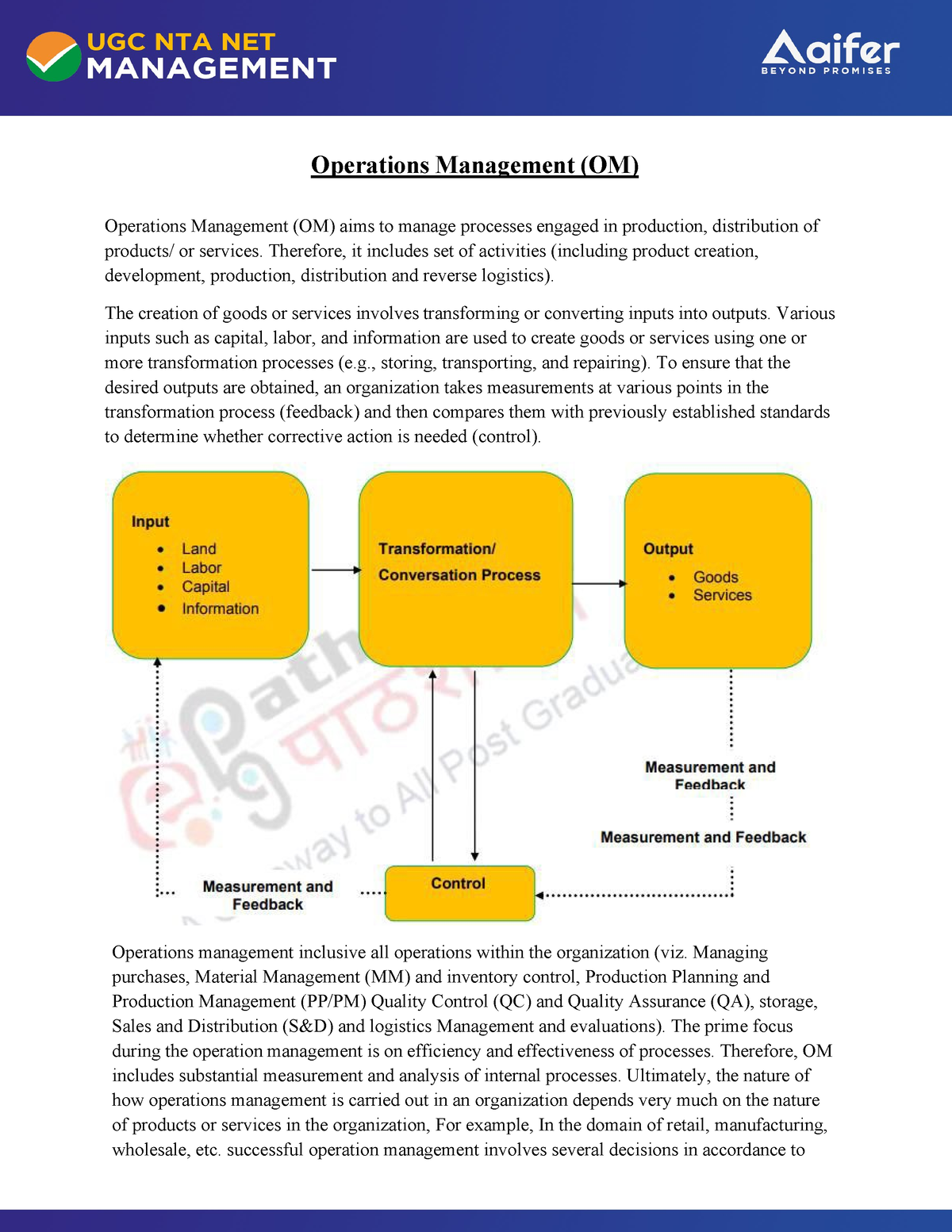 Operations Management PDF - Operations Management (OM) Operations ...