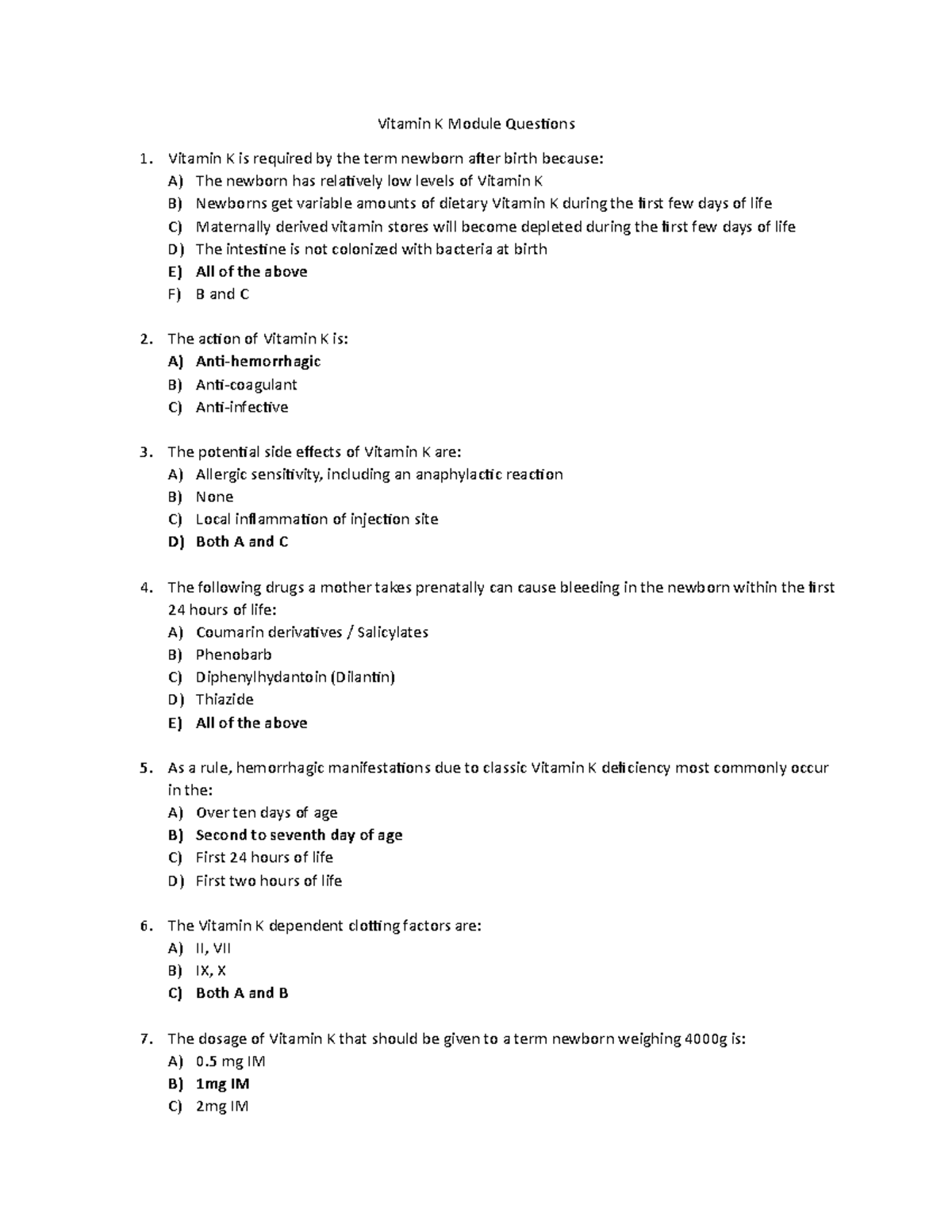 Vitamin K Module Questions Vitamin K Module Questions Vitamin K is