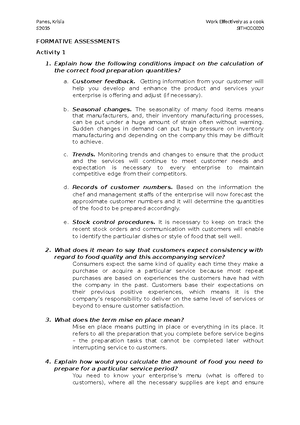 Assessment 1 - SITXWHS001 Participate in safe work practices - 1 of 3 1 ...
