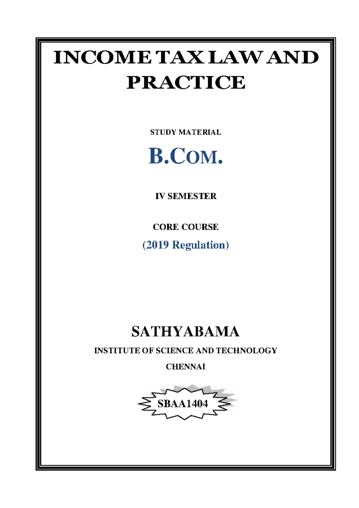 TAX Study Material ( 5 Units ) PDF SBAA TAX LAW AND