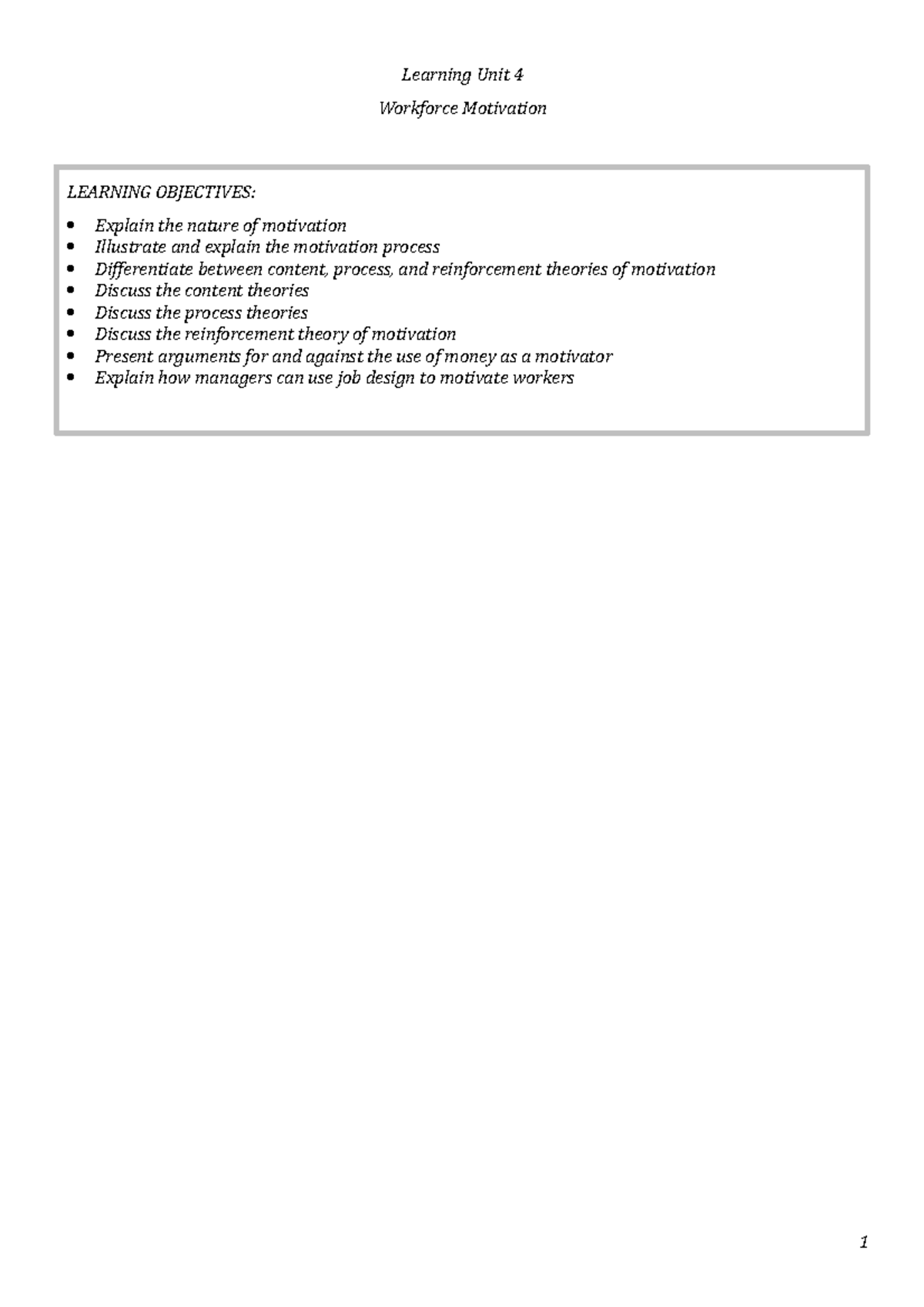 Learning Unit 4 - These notes comprise of LU 1-9. They are detailed ...