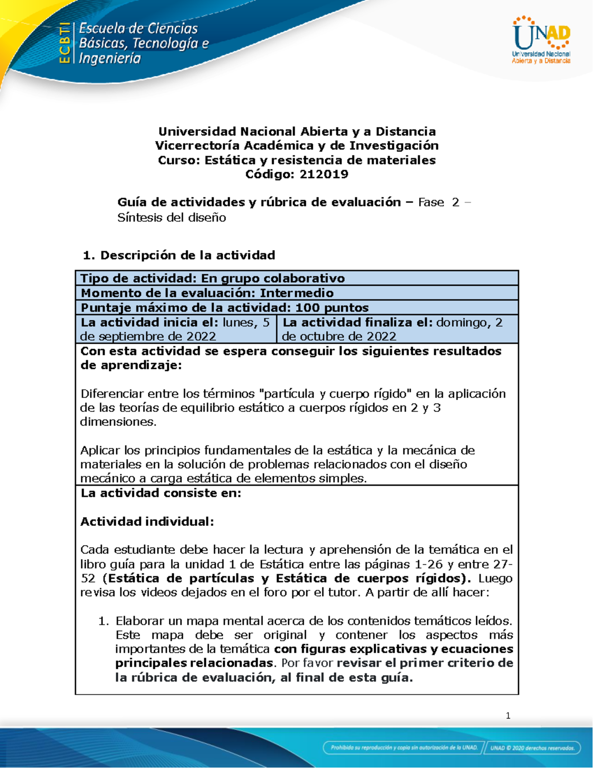 Guía De Actividades Y Rúbrica De Evaluación Unidad 1 Fase 2 Síntesis Del Diseño 0667