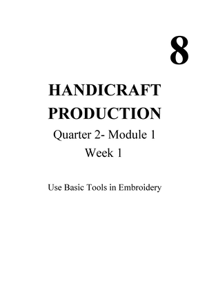 Week 6 Handicraft - TLE - TLE HANDICRAFT PRODUCTION Quarter 2 Module 6 ...