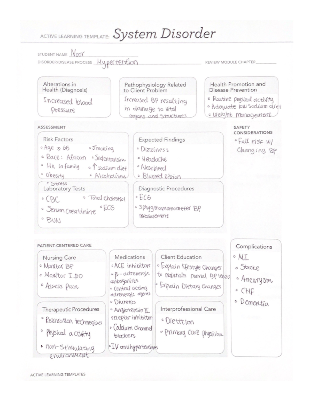 Hypertension - ATI Template - NUR 412 - Studocu