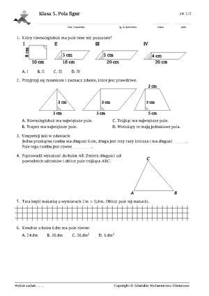 Kąty sprawdzian klasa 6 - Matematyka - Studocu