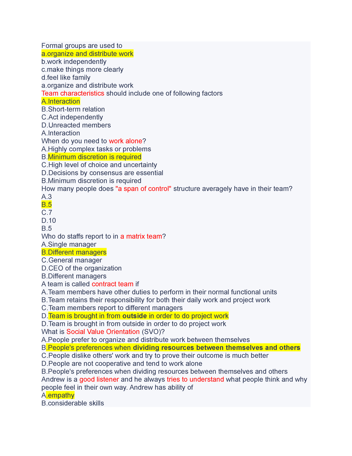 SSG104 - Formal Groups Are Used To A And Distribute Work B ...