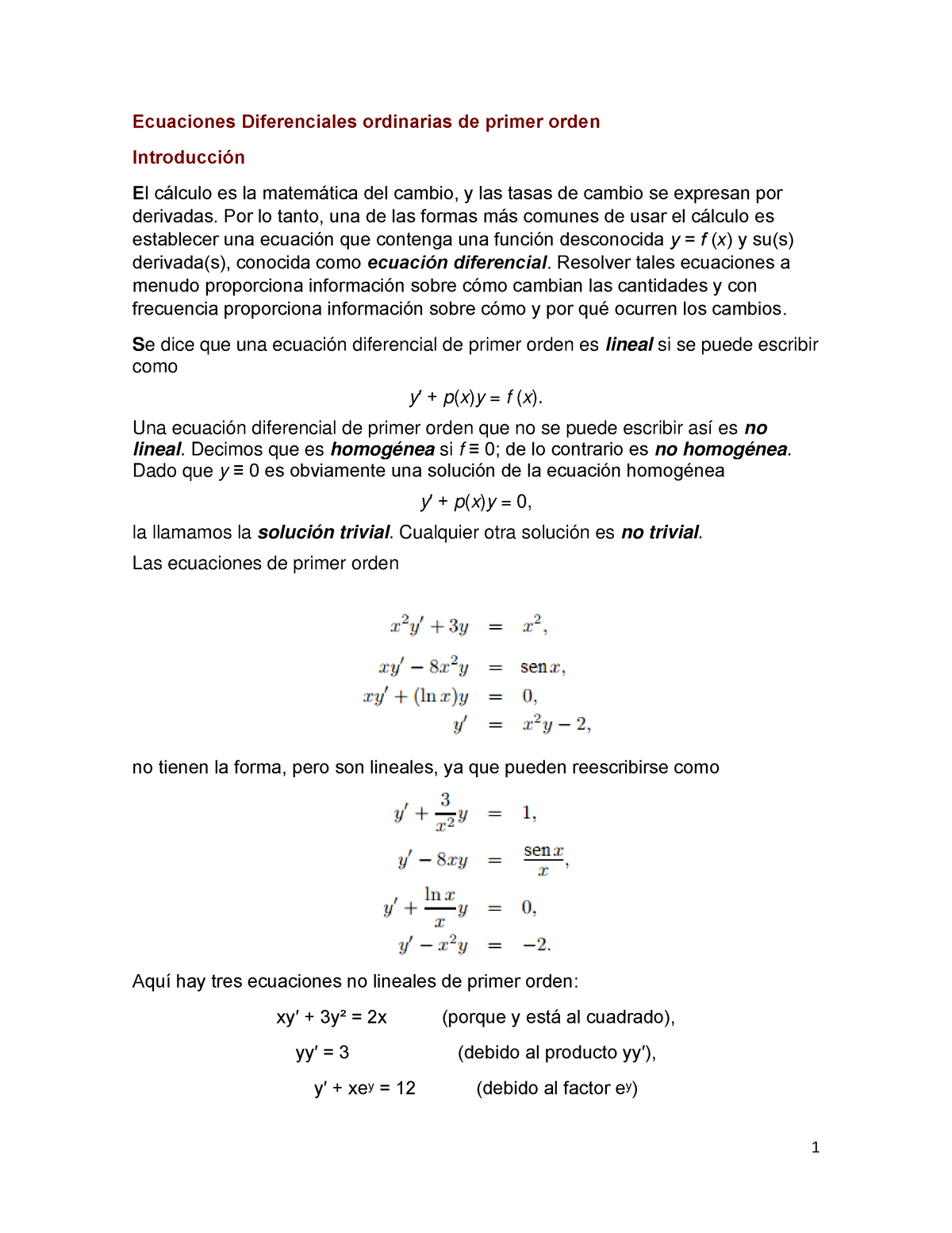 Ecuaciones Diferenciales Ordinarias De Primer Orden Ecuaciones Diferenciales Ordinarias De 4176