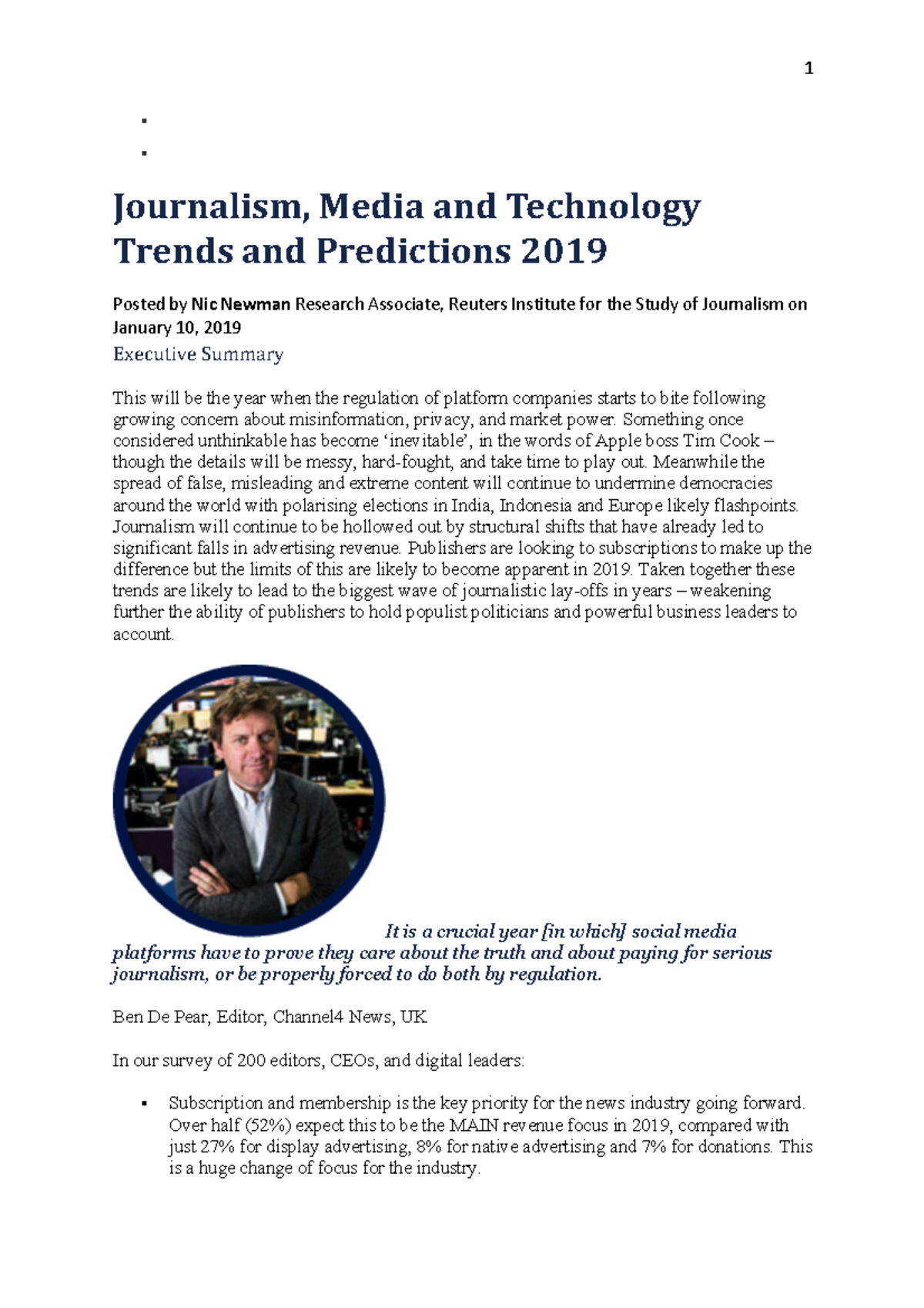 Journalism Media And Technology Trends And Predictions 2024 Journalism, Media and Technology Trends and Predictions 2019