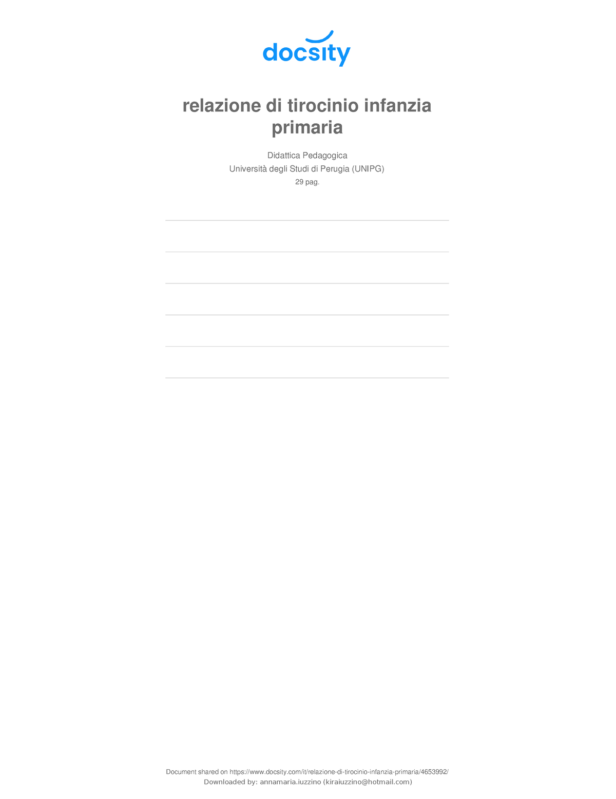 Docsity Relazione Di Tirocinio Infanzia Primaria - Relazione Di ...