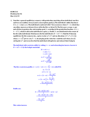 Problem set 4 spring 2019 answer key - ECON 5 13 Problem Set # Due 2/22 ...