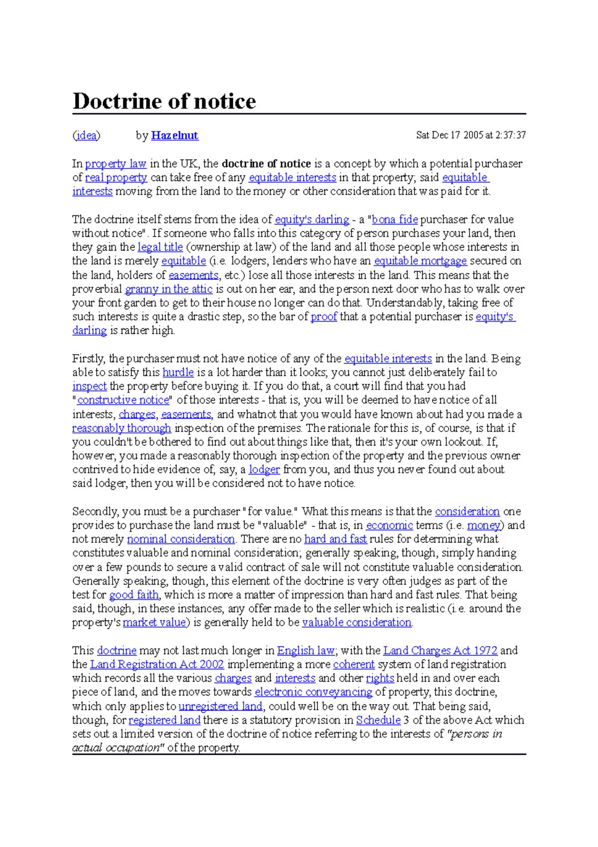 Doctrine of notice - Notes - Doctrine of notice (idea) by Hazelnut Sat ...