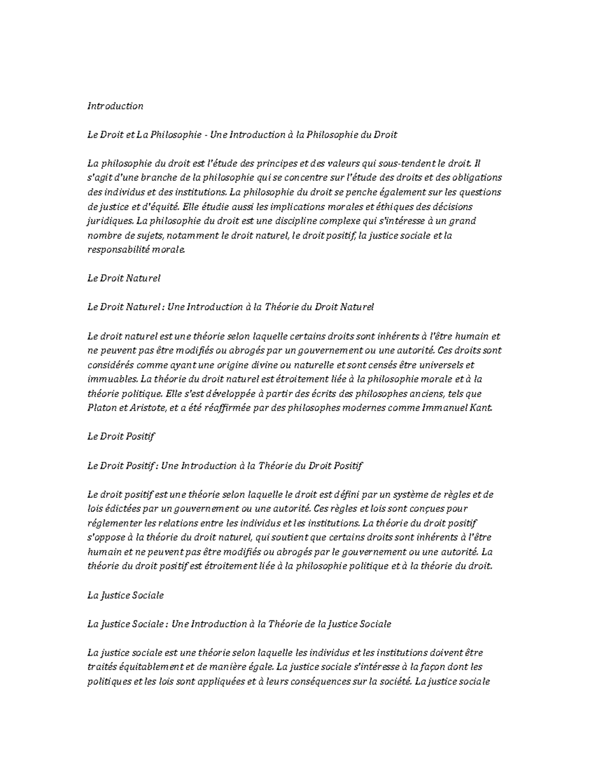 Philosophy of Law Notes de cours - Introduction Le Droit et La ...