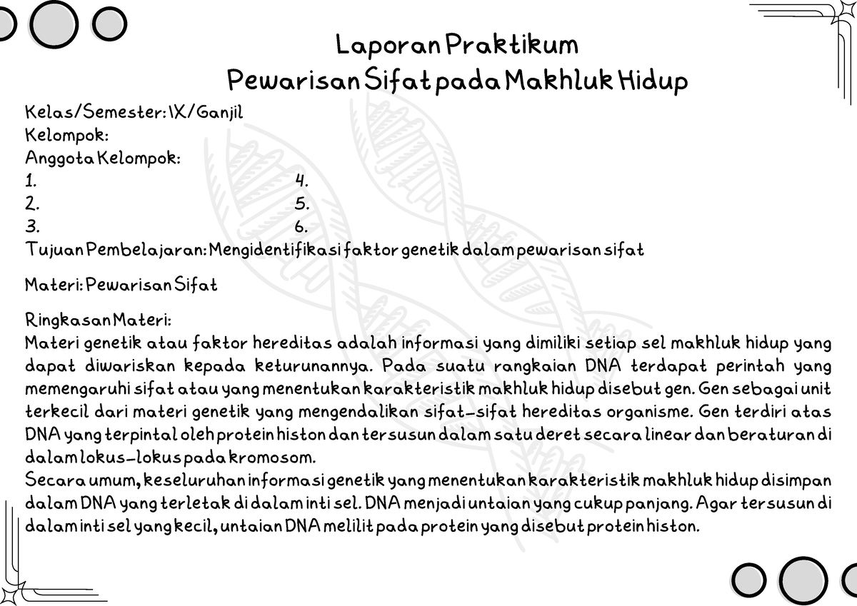 Laporan Praktikum Pewarisan Sifat - Laporan Praktikum Pewarisan Sifat ...