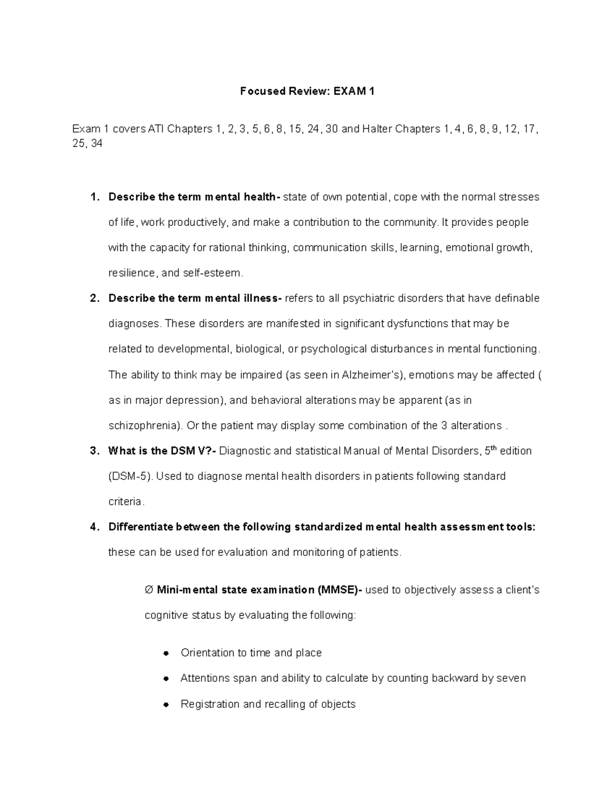 focused-review-exam-1-describe-the-term-mental-health-state-of-own