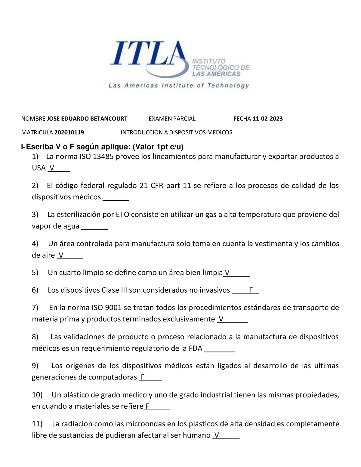 Examen Parcial I Introduccion - NOMBRE JOSE EDUARDO BETANCOURT EXAMEN ...