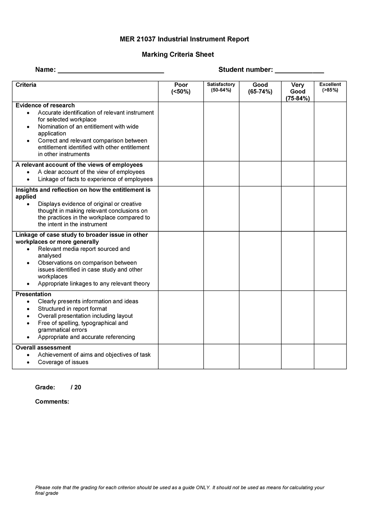 Industrial Instrument Report - Marking Criteria - MER 21037 Industrial ...