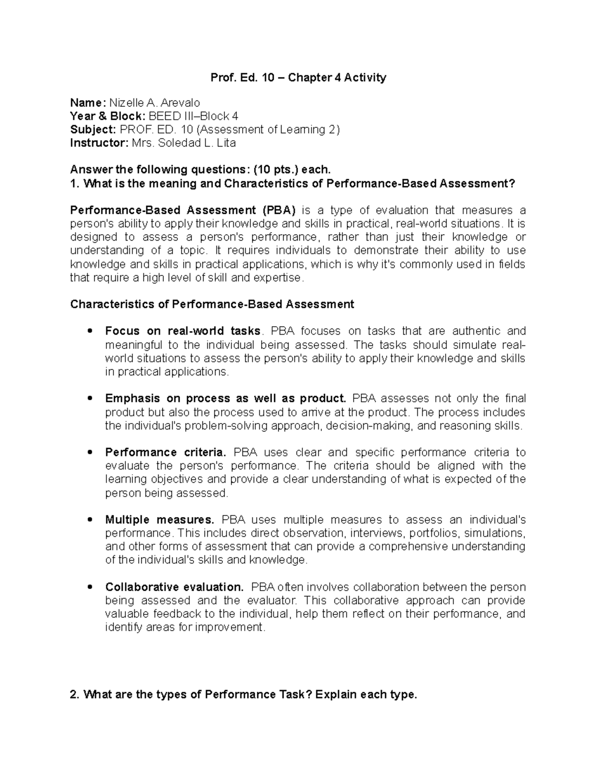 Prof. Ed. 10 – Chapter 4 Activity - Prof. Ed. 10 – Chapter 4 Activity ...
