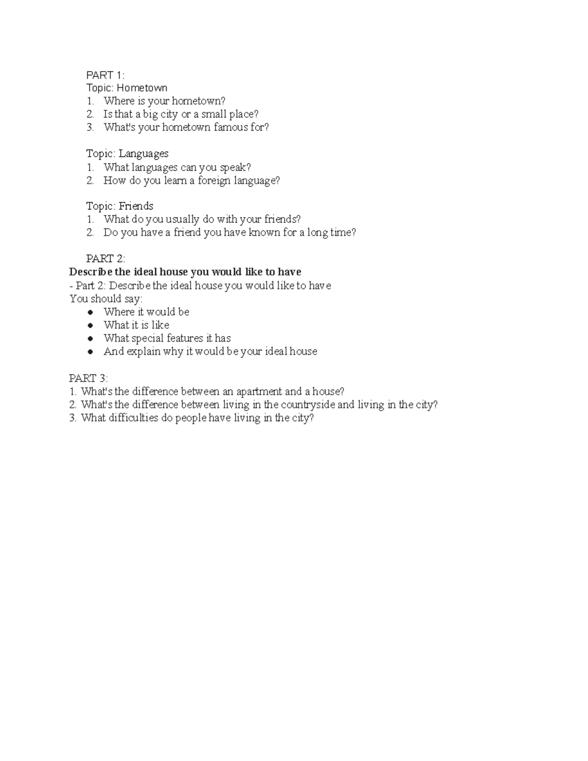 MOCK TEST 2 - questions part 1-2-3 ielts speaking - PART 1: Topic ...