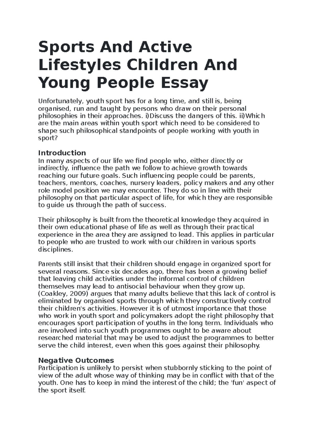 essay sports and leisure activities