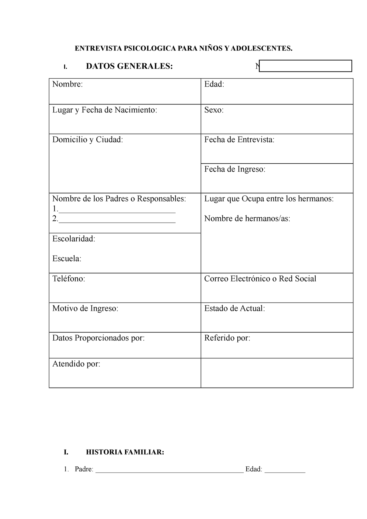 Entrevista Psicologica Para Ninos Y Adolocentes Entrevista Psicologica Para NiÑos Y 2189