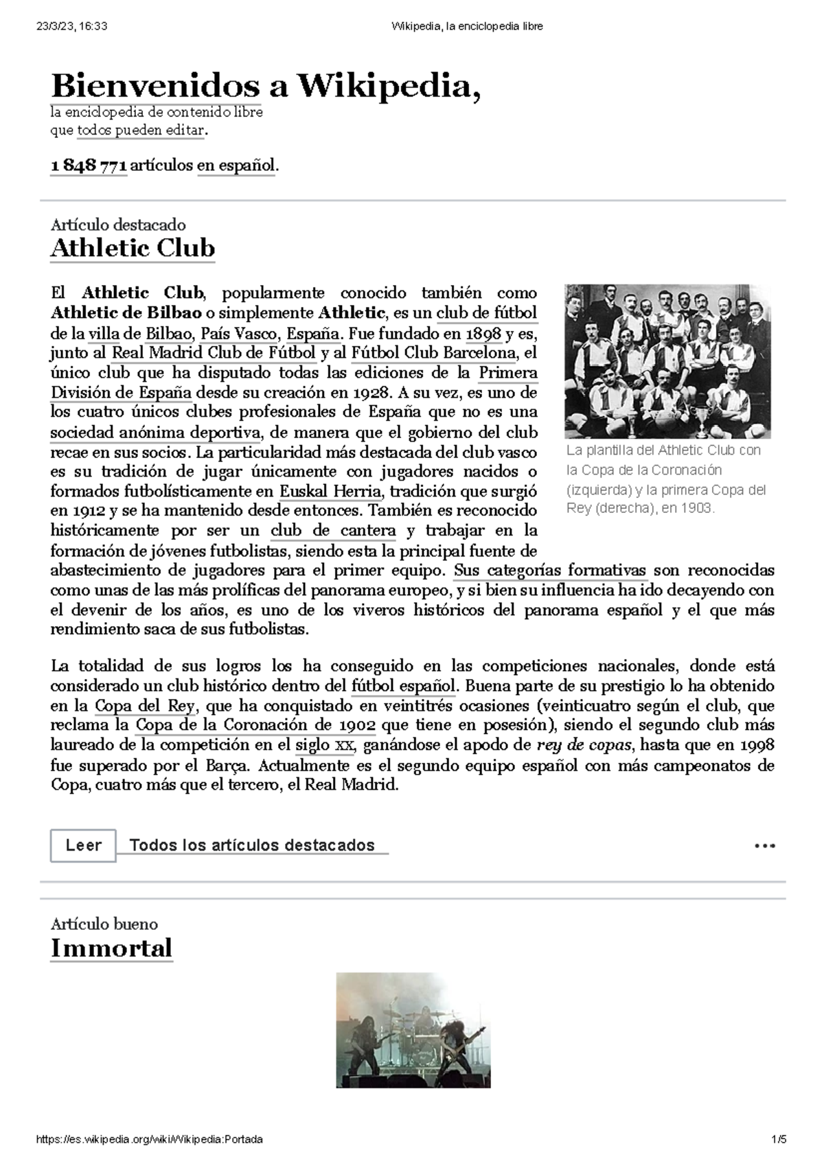 Wikipedia, la enciclopedia libre - La plantilla del Athletic Club con ...