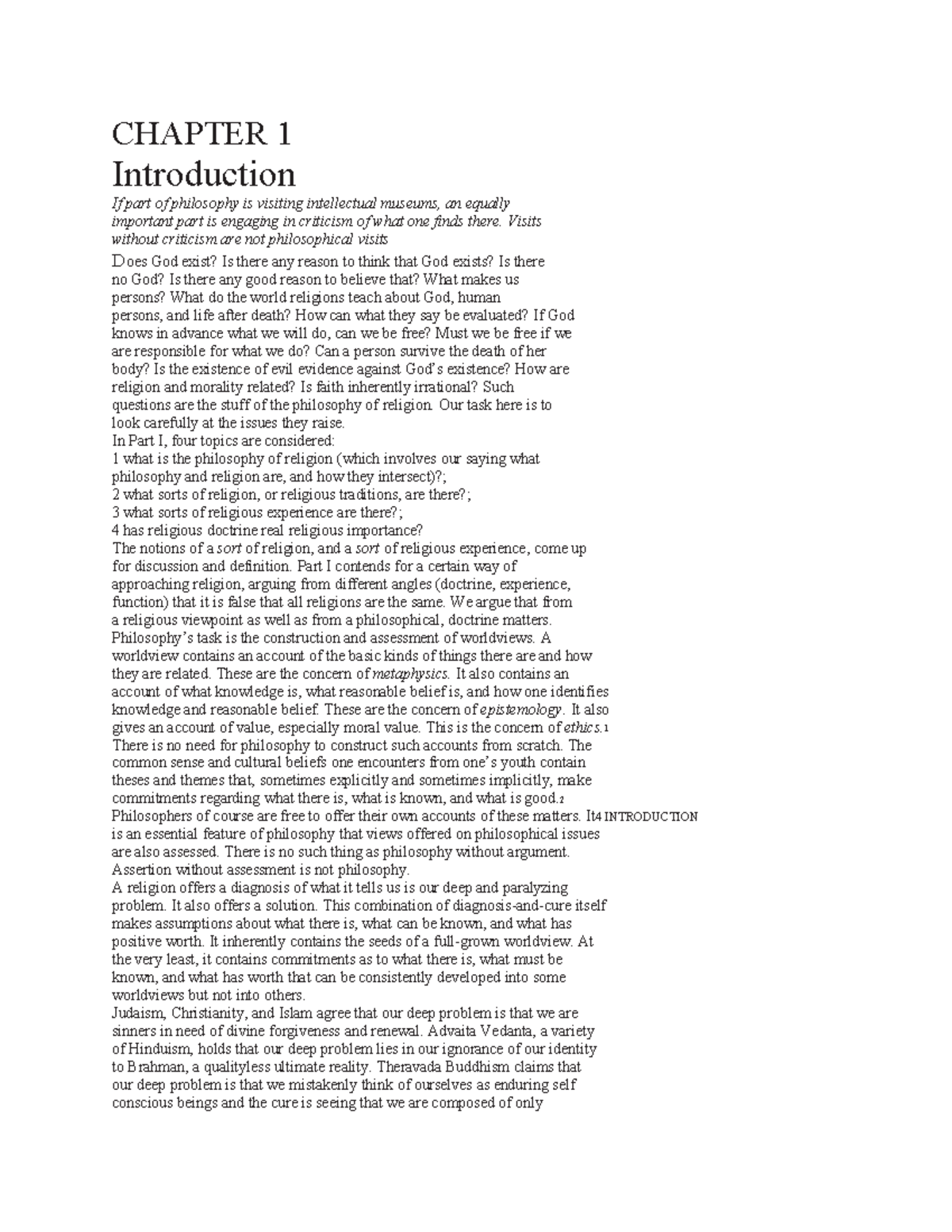 Chapter 1 introduction - CHAPTER 1 Introduction If part of philosophy ...